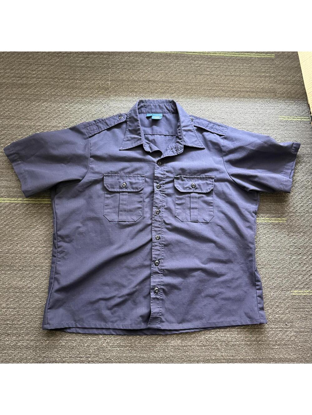Propper Shirt Mens XLarge Blue Ripstop Utility Workwear Short Sleeve Button-Up